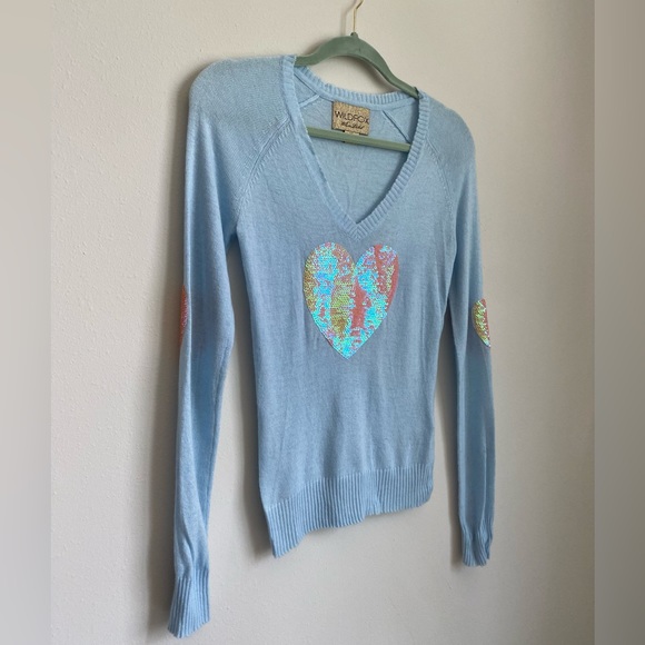 Like new Wildfox white label lightweight sequin heart pullover xs - Picture 3 of 9